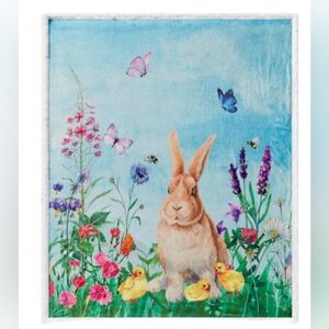 Butterfly, Bunny, and Floral Print Sherpa Throw